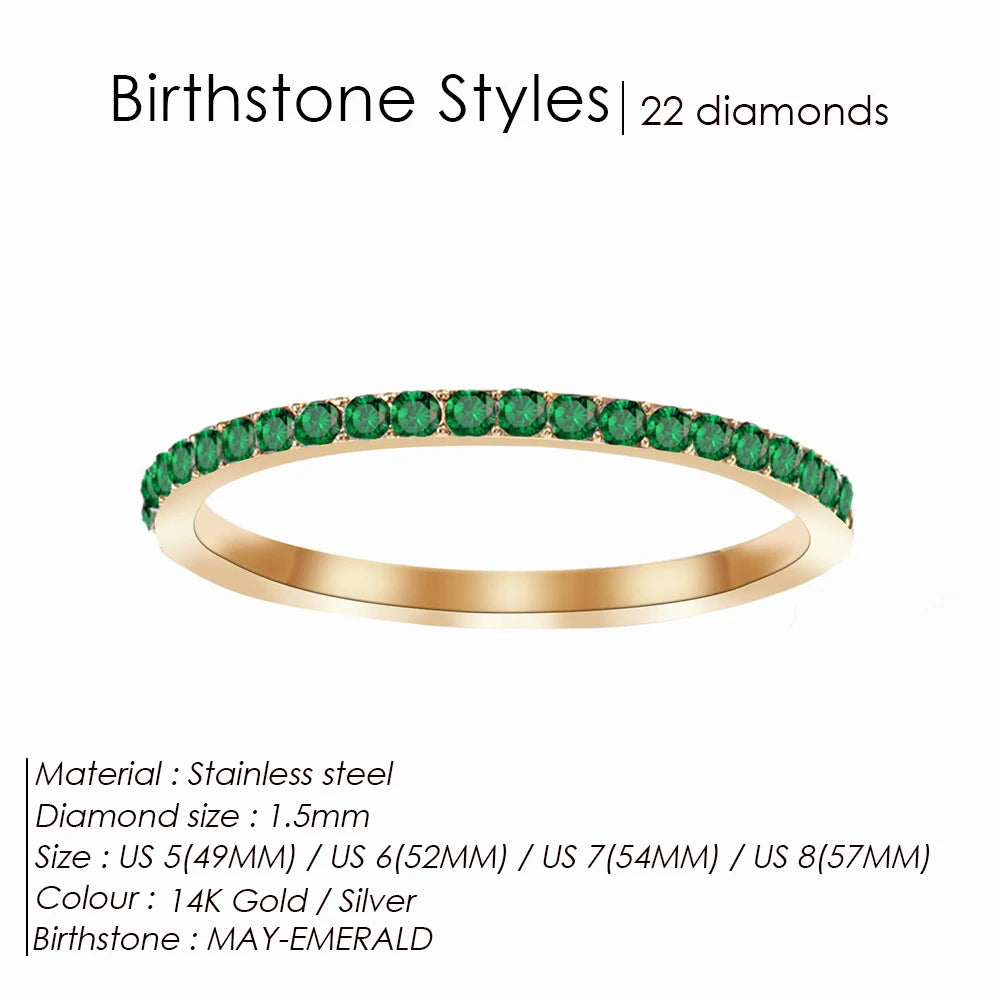 Birthstone Stainless Steel Ring