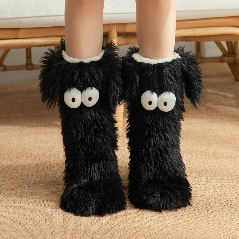 Women's Men Winter Kawaii Big Eyes Slipper Socks