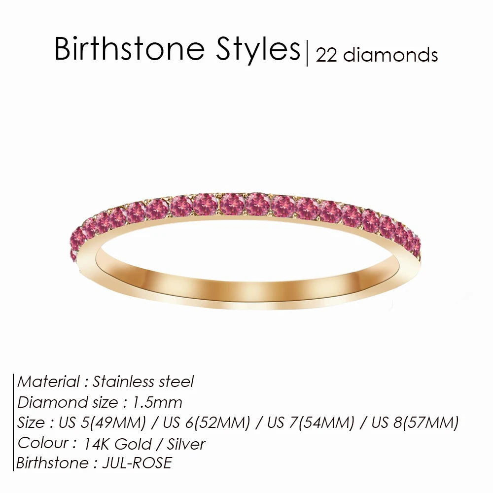 Birthstone Stainless Steel Ring