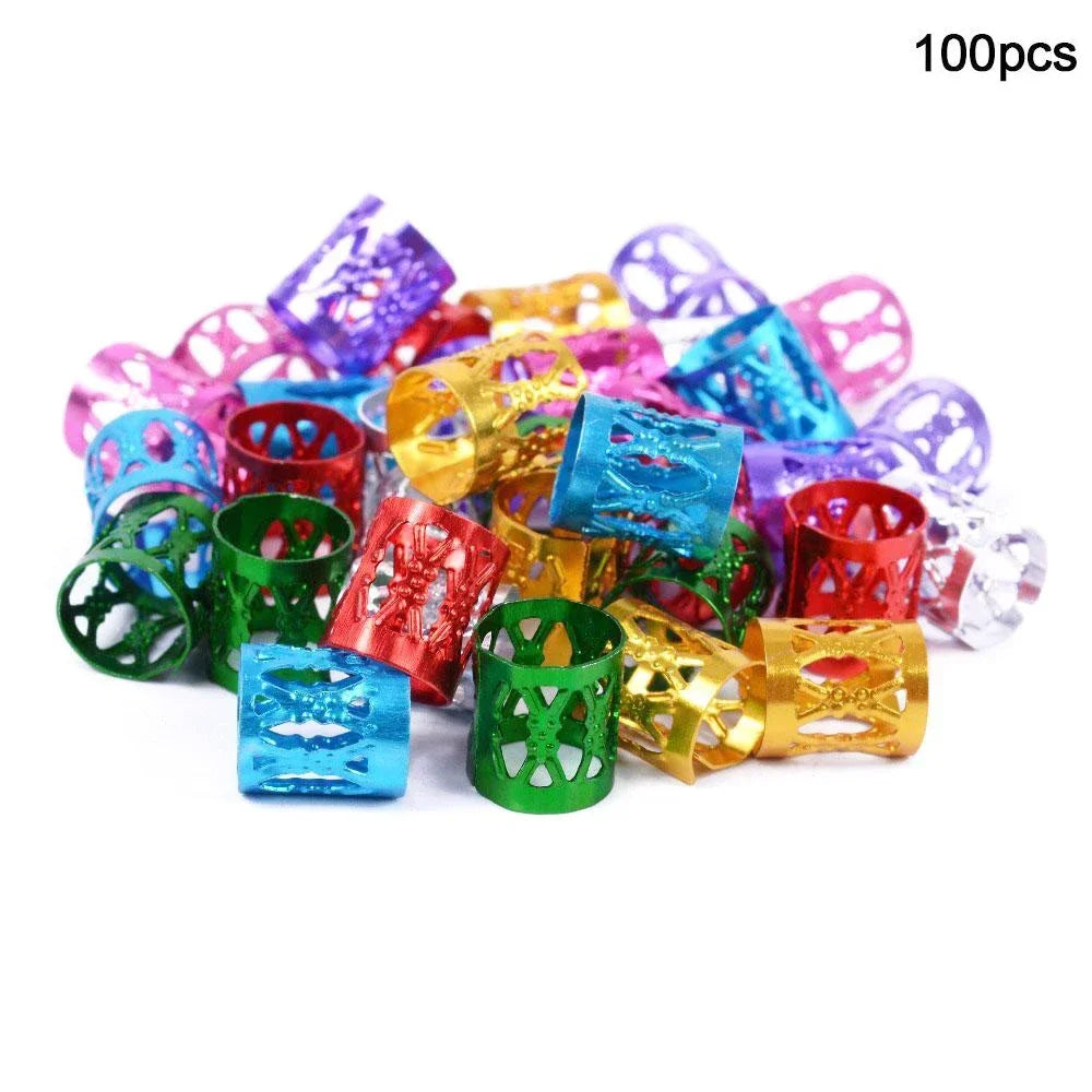 5Bags Gold Silver Dreadlock Hair Rings Adjustable Cuff Clip Hair Braids Dirty Braids Beads Hairpin Jewelry Hair Accessories
