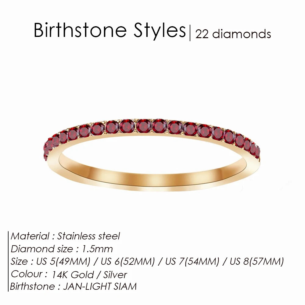 Birthstone Stainless Steel Ring