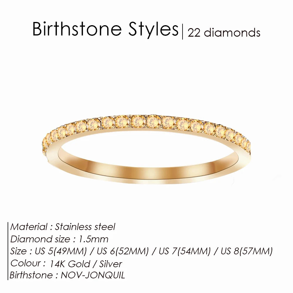 Birthstone Stainless Steel Ring