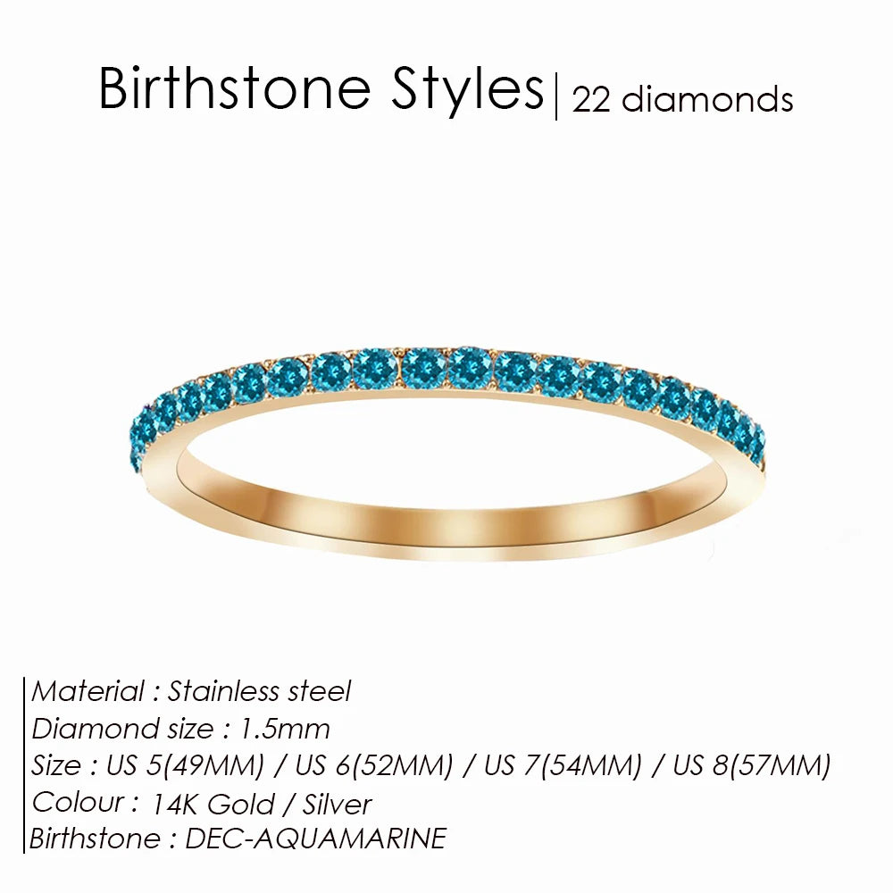 Birthstone Stainless Steel Ring