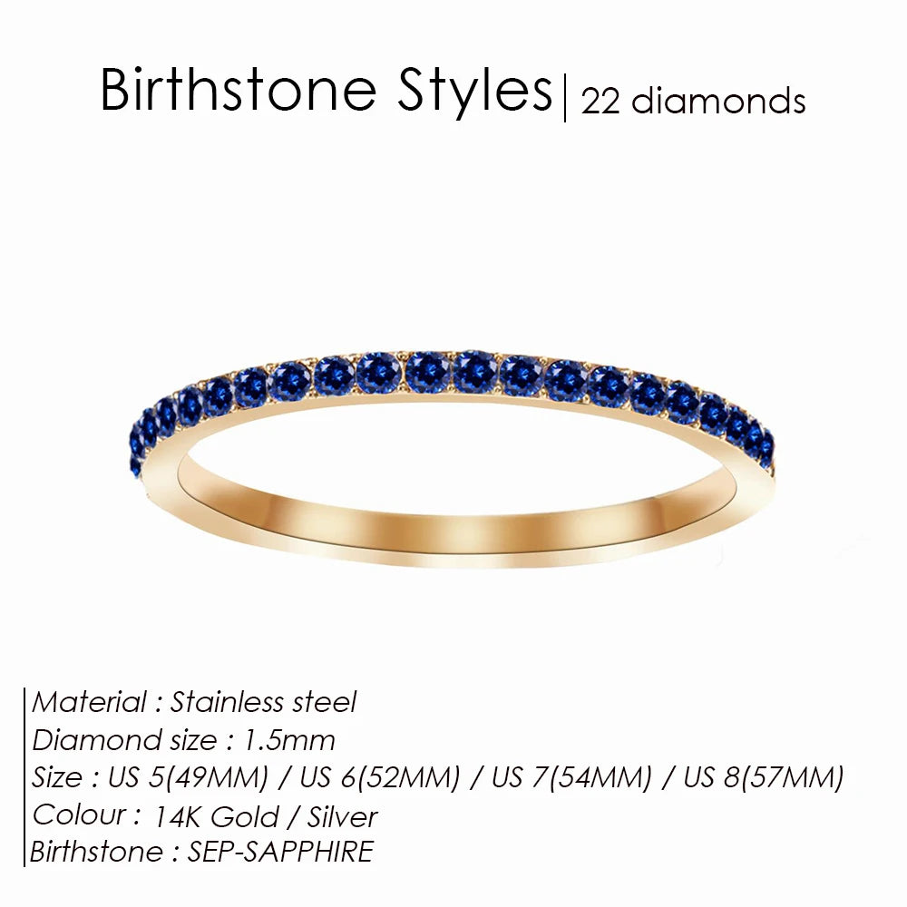 Birthstone Stainless Steel Ring