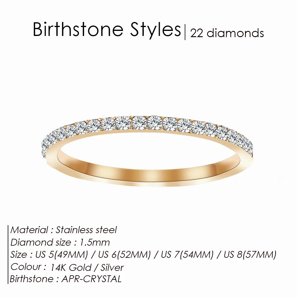 Birthstone Stainless Steel Ring