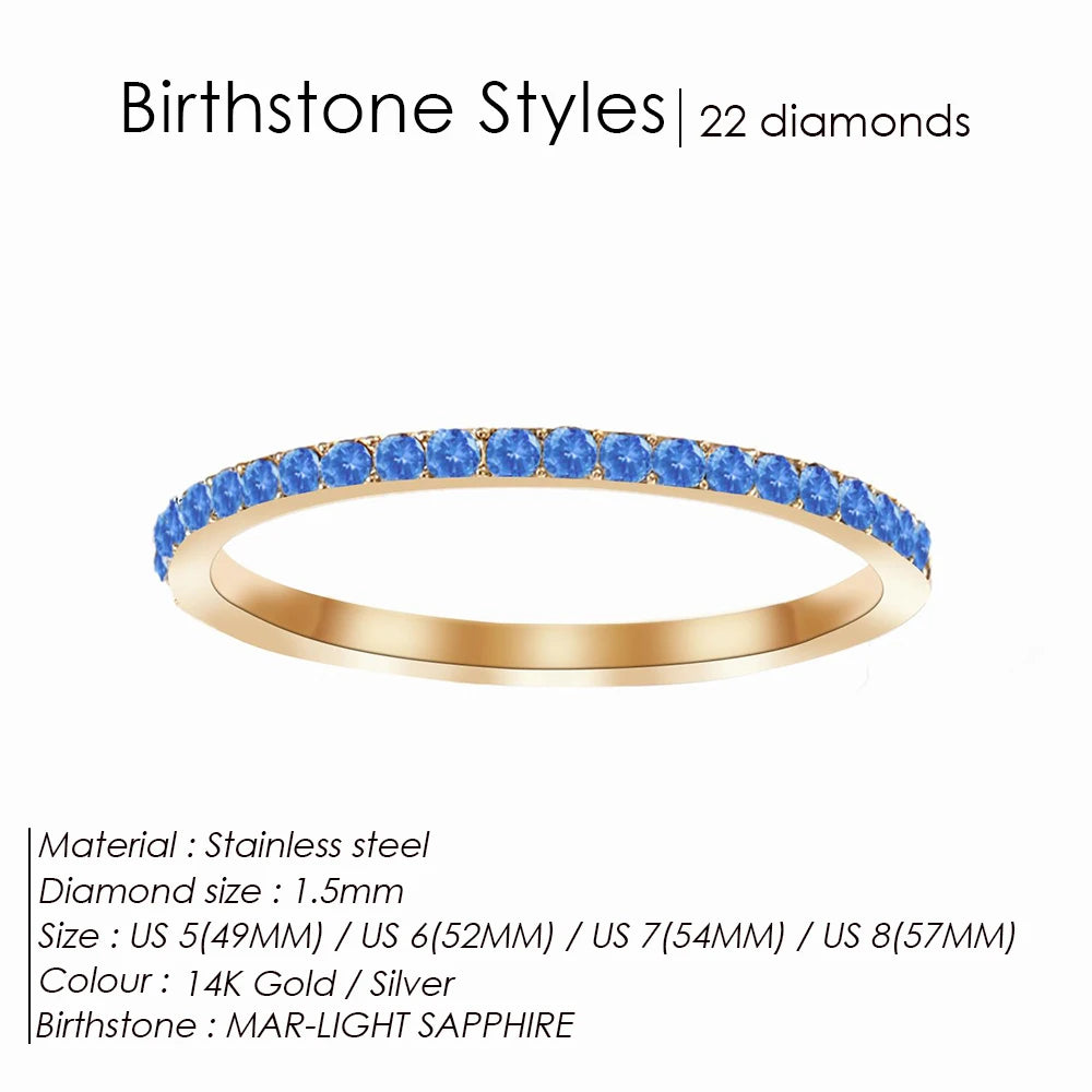 Birthstone Stainless Steel Ring