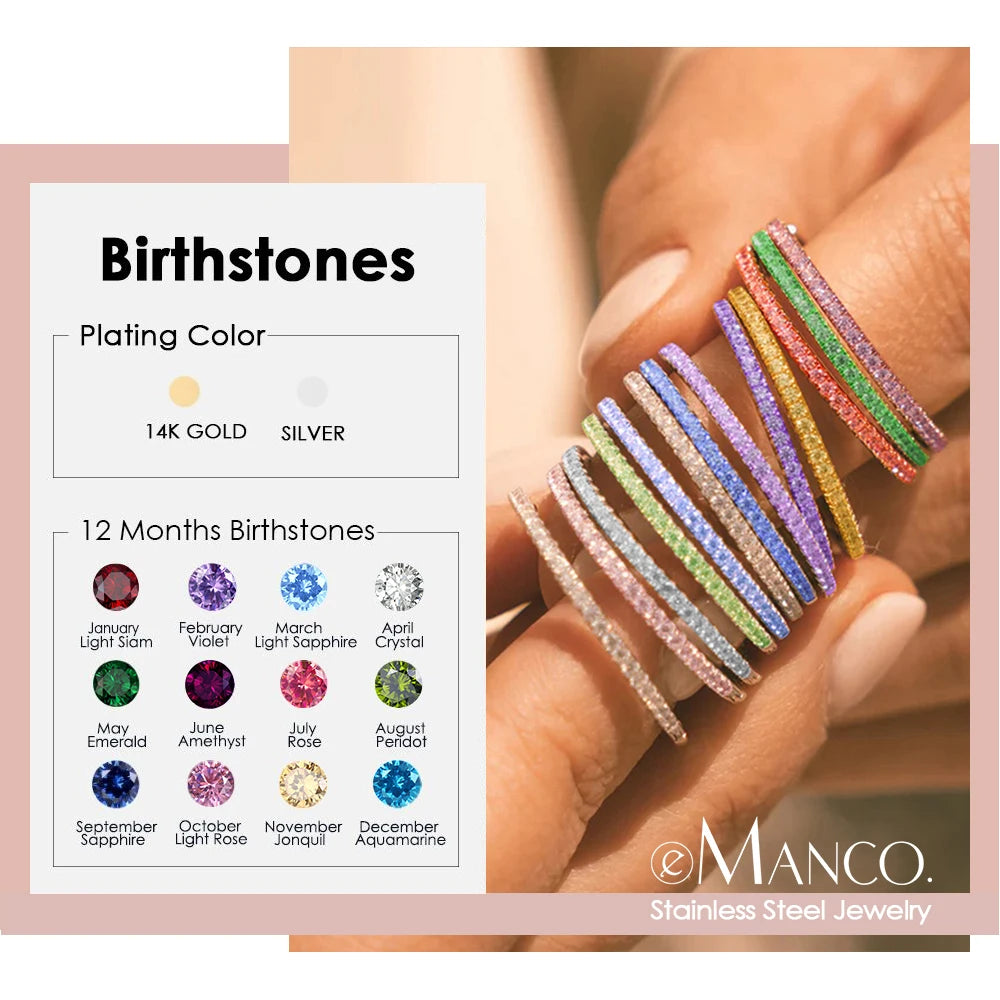 Birthstone Stainless Steel Ring