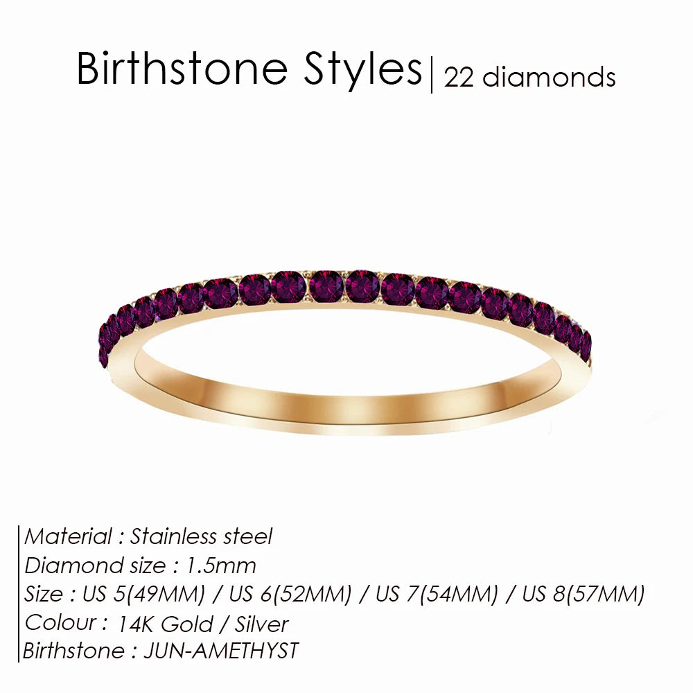 Birthstone Stainless Steel Ring