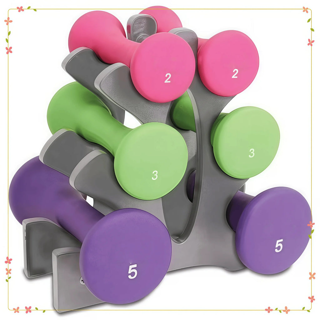 20 lb Hourglass Neoprene Dumbbell Set with A-Frame