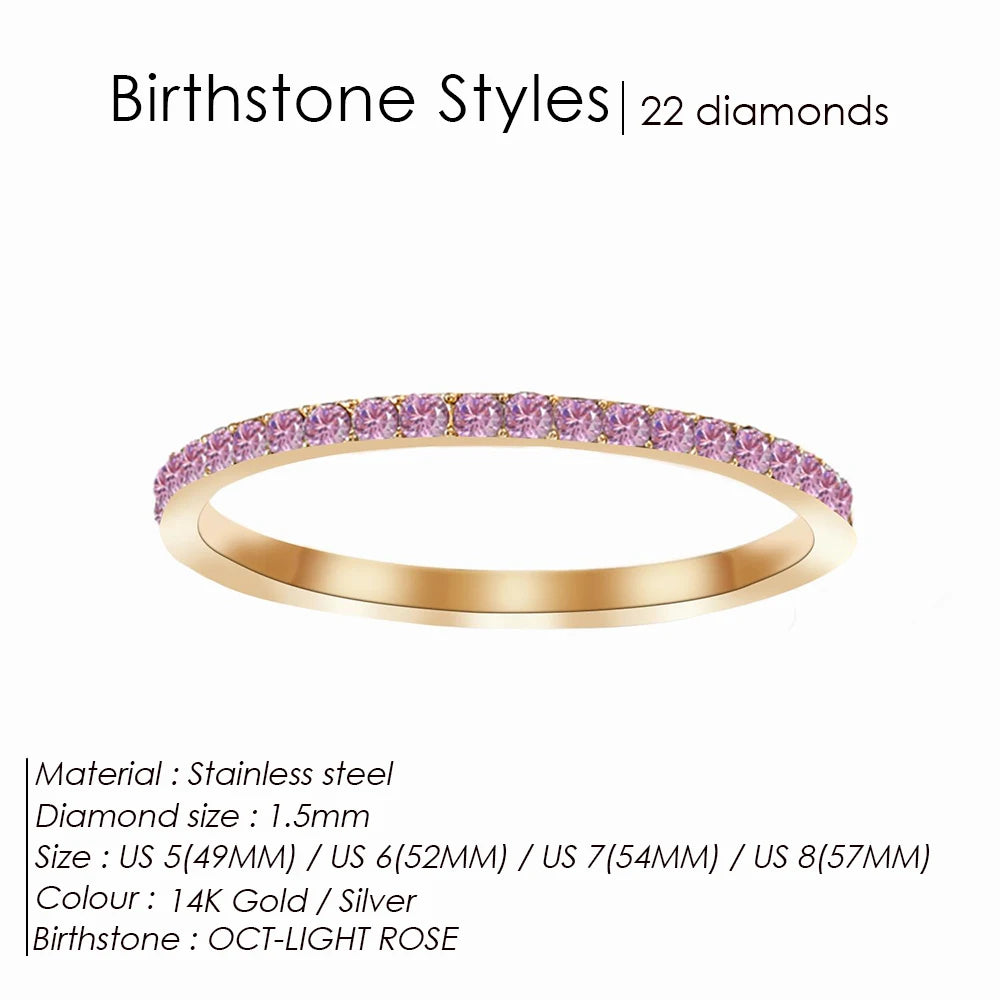 Birthstone Stainless Steel Ring