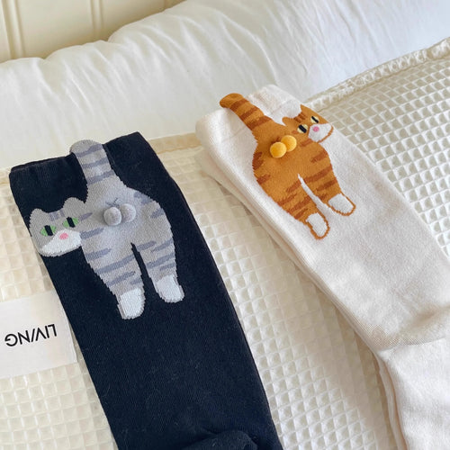 3D Cute Cat Socks Black/White