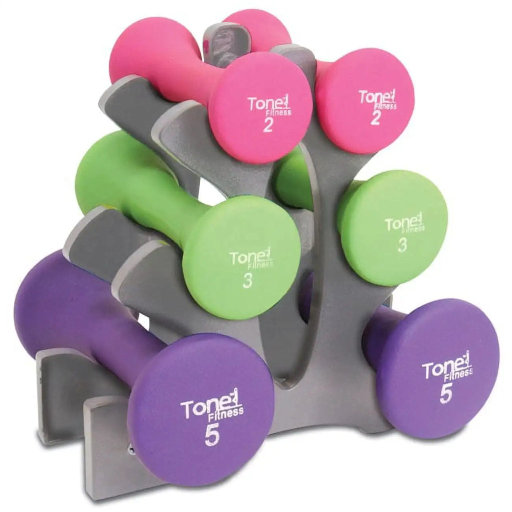 20 lb Hourglass Neoprene Dumbbell Set with A-Frame